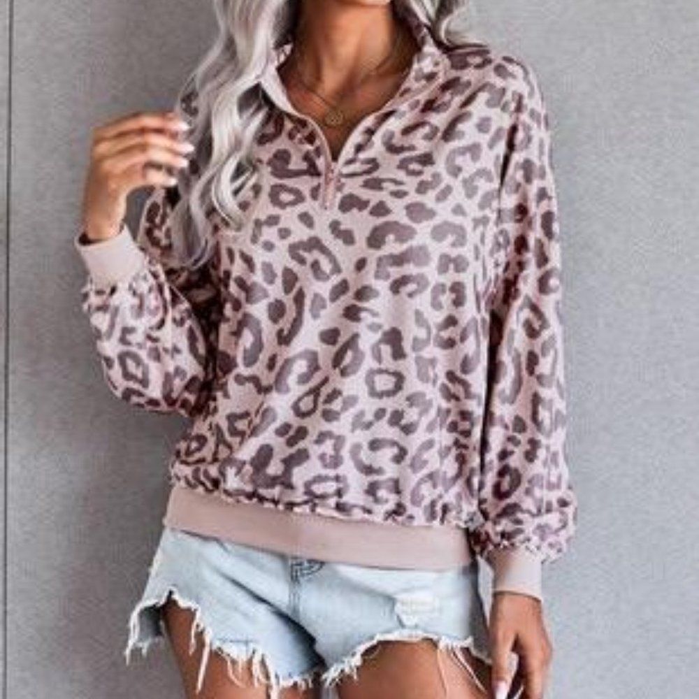 blushing cheetah pullover